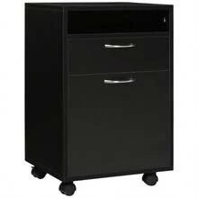 HOMCOM Rolling Filing Cabinet, Black, 40 X 35 X 60 Cm With Drawer, For Office And Home Office, Space-Saving And Functional