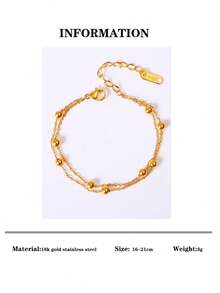 1 szt. Modna bransoletka z dwuwarstwowej złotej kulki ze stali nierdzewnej o wysokiej ochronie, odpowiednia do codziennego noszenia przez kobiety, na imprezy, wodoodporny dodatek do biżuterii, prezent na Walentynki. (Nie zawiera pudełka prezentowego), mama, matka, dzień matki, prezent