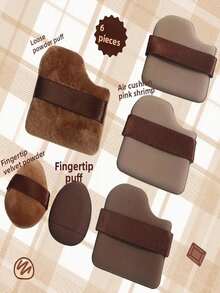 27-Piece Makeup Brush Set, Including 13 Makeup Brushes, 6 Cookie-Shaped Makeup Air Cushions, 1 Concealer Brush, 1 Makeup Sponge, 2 Round Air Cushions, 4 Powder Puffs, And 1 Storage Bag. Suitable For Eyeshadow, Foundation, BB Cream, Concealer Makeup Brushes, Soft Integrated Makeup Tools For Women - Multicolor - View 10