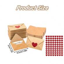 30/60pcs Mini Heart-Shaped Envelopes With Stickers And Cards, Perfect Gift For Friends, Family Or Loved Ones On Valentine's Day Or Birthday - Multicolor - View 6
