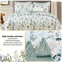 2/3pcs Printed Bedspread Set (Bedspread*1, Pillowcase*1/2, Pillow Insert Not Included), Fashionable Printed Design, Beautiful, Breathable And Comfortable, Soft, Suitable For Bedroom, Hotel, Guest Room, Bedding Set, All Season - Multicolor - View 3