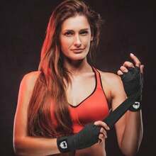 Vendas de boxeo, guardamanos de boxeo, vendas elásticas para manos, paquete de 2 vendas deportivas (5 m), vendas para artes marciales mixtas Guardamanos elásticos para protección de muñecas y nudillos - negro - Ver 3