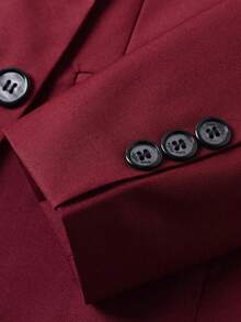 Chaqueta de blazer formal para niños, traje con solapa abotonada, color borgoña, talla 6-16 años - Burdeos - Ver 7