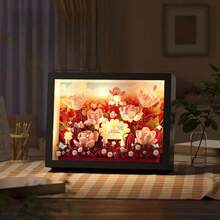 DIY Flower Building Blocks Photo Frame Decor, Handmade Rose Bouquet Puzzle, Healing Office Decoration, Girlfriend Gift, Christmas, Birthday, Holiday, New Year, Mother's Day Gift - Multicolor - View 4