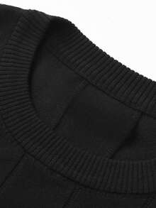 GRDR Men's Summer Round Neck Solid Color Short Sleeve Knit Sweater, Suitable For Summer Outings, Essential For Fashionable Styling - Black - View 4
