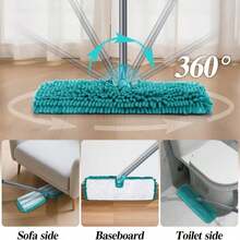 MASTERTOP Microfiber Mop For Floor Cleaning, Flat Dust Mop For Home And Kitchen, Adjustable Stainless Steel Handle With 4 Washable Pads&Amp;1 Cleaning Scrape For Hardwood, Vinyl - Màu B - Xem 3