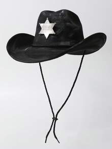 1顶手工时尚个性化渐变字母徽章防风绳宽檐帽，欧美风格西部牛仔帽，时尚简约爵士帽，适合日常佩戴、派对、西部主题活动、聚会、角色扮演、毕业典礼、化装舞会、节日、生日庆典、音乐会等场合。 - 禮帽 - 查看 6