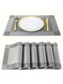 Bộ 1-12 tấm lót bàn ăn bằng PVC chống thấm nước và chịu nhiệt, thích hợp cho phòng ăn, trang trí bàn ăn, trang trí nhà cửa. - Nhiều màu - Xem 3