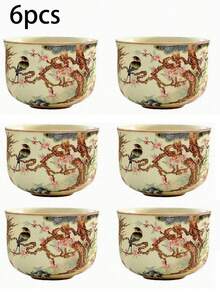 1/2/4件陶瓷茶杯，中式裂纹釉陶瓷茶杯，家用聚会茶杯，功夫茶杯，品茶杯，水杯 - 彩色 - 查看 16