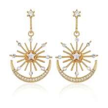 一套波西米亚风日月发箍、皇冠、六芒星耳环，婚礼及新娘配饰 - 彩色 - 查看 19