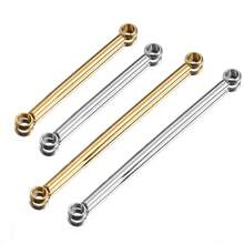 10 piezas de barras conectoras de acero inoxidable de color dorado, barras de conexión de doble orificio, barras redondas para hacer collares, aretes y accesorios de joyería DIY - H2282 - Ver 2