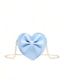 1个PU拉链封口斜挎包，时尚迷你心形链条单肩斜挎包，ins韩版小众设计，简约精致的口红耳机包，舒适肩带，光滑百搭，适合日常出行和休闲娱乐，可作为礼物赠送。 - 蝴蝶結愛心斜背包 - 查看 13