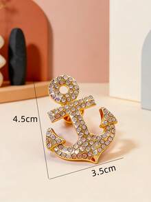 1 chiếc ghim cài áo kiểu hải quân cổ điển, huy hiệu pha lê lấp lánh sang trọng, hình dáng bất đối xứng, thích hợp cho dạ hội, hẹn hò, tiệc tùng, dạ tiệc và làm quà tặng. - Vàng - Xem 3