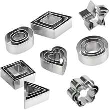 Juego de 24 Cortadores de Galletas, Varios Moldes de Repostería de Acero Inoxidable, Moldes de Galletas DIY para Niños,Moldes de Galletas de Acero Inoxidable en Tres Tamaños y Ocho Diseños(default) - Multicolor - Ver 5