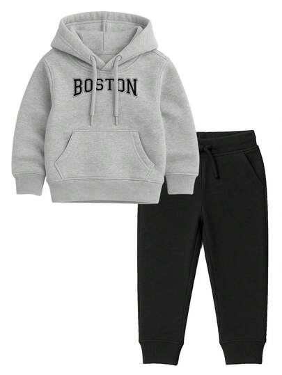Conjunto Moletom Infantil Blusa De Frio Canguru E Calça Boston