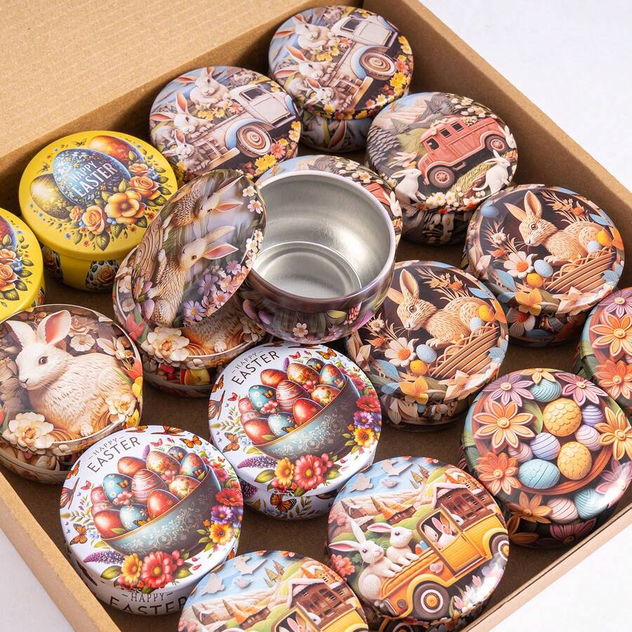 8pcs/Set, 2.2oz Cast Iron Candle Jars - Rabbit, Easter Eggs And Bird Patterns, Ideal For DIY Candle Making, Holiday Decor, Party Supplies And Candy Containers. Featuring Festive Designs, Sturdy Construction, And Reusable. - Multicolor - View 1