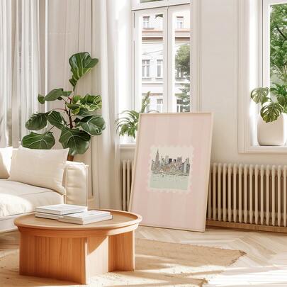 1 pieza Cuadro de arte de pared a rayas retro estilo Cottagecore, impresión de lienzo vintage caprichosa de Nueva York, decoración rústica para el dormitorio, la sala de estar u oficina, estética de dinero antiguo, regalo para ella, sin marco o enmarcado