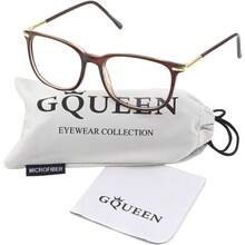 GQUEEN Fashion Fake Glasses Non Prescription Glasses Clear Lens Glasses Nerd Plain Frames Women Men, 201579 - marrón - Ver 4