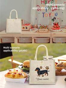 定制亚麻手提袋，旅行必备，女士单肩包，女士手提包，纯色女士包，适合旅行、购物、DIY，生日礼物，情人节礼物，送给女友/男友的礼物，母亲节礼物，父亲节礼物，万圣节礼物，圣诞节礼物，大容量，可折叠，轻便，时尚，简约，百搭，都市休闲风格，最佳教师节礼物 - 彩色 - 查看 6