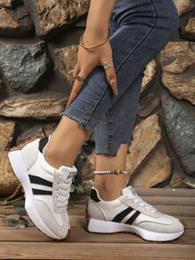 Shoes Retro Chunky Sneakers Instep Bulky Running Sneakers For Women, Shoes For Women,Women's Casual Sports Shoes, Lightweight Non-Slip Fitness Running Shoes, Tennis Shoes, Sneakers - 白色 - 查看 2