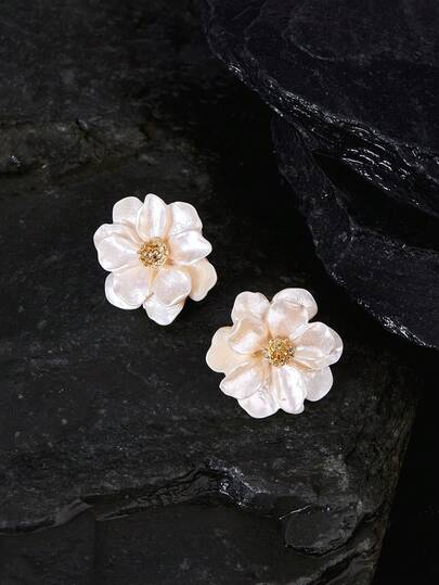 Opalesca 1 Pair Flower Stud Earrings, Suitable For Spring And Summer Daily Wear For Women Valentines