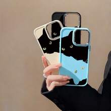 Drop-Resistant Cat UV Print Soft Silicone Metallic Plating Case Cover For Apple  11 12 13 14 15 16 17 Pro Max 14 15 16 Plus 17 Air X XR XS Max Anti-Impact Minimalist Design Protective Minimalist Anti-Scratch Perfectly Fitting Cases P15276 - 黑色 - 查看 6