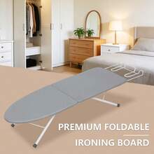 Metal Foldable Tabletop Ironing Board With Iron Rest, Portable Ironing Board Small With Heat Resistant Cotton Cover, Mini Iron Board For Small Space And Travel, 31"X12", Gray - Light Grey - View 9