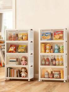 5层带盖储物箱，大型可堆叠储物箱，带轮子和门储物箱，用于衣柜整理和存储的盒子，塑料抽屉储物箱，适用于卧室、办公室、厨房、学校储物箱，返校 - 白色 - 查看 8