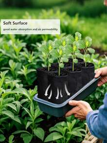 50pcs/Set Non-Woven Fabric Plant Grow Bags, Mixed Sizes Planter Containers, Suitable For Indoor & Outdoor Planting, Seedling Raising, Soil Transplanting, Home Gardening, Vegetable, Flower, Sapling Cultivation (Black)