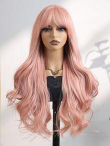 彩虹色24英寸时尚合成假发，耐热纤维卷曲长假发，带刘海，高品质女士假发，非常适合节日派对和日常佩戴