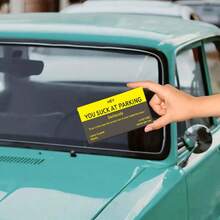 10/30/50/100pcs Funny Offensive Non-Adhesive "Your Parking Skills Suck" Cards, Can Be Placed Behind Windshield Wipers For Parking Practice - Yellow - View 5