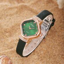 女士菱形表盘腕表，镶钻奢华女士腕表，时尚女式腕表