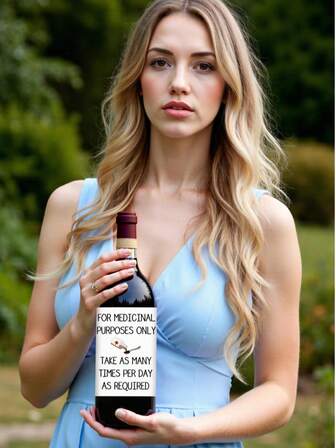 6pcs/Set, Funny Joke Happy Wine Bottle Labels, Champagne Bottle Stickers, Holiday Fun Birthday Creative Bottle Labels, Personalized Waterproof Wine Bottle Label Stickers, Party Decorations, Creative Gifts For Friends And Family