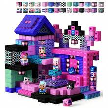 50-300pcs Magnetic Building Blocks & Tiles - STEM Montessori Toys For Kids, With Cute Character Cubes, Magnetic Tile Role Play Music Cool Girl World, Imaginative Construction Toys, Building Cubes Toy Set, Girly Series, Pretend Play, Sensory Learning Toys, Suitable For Children 3+ Years Old Boys Girls, Ideal For Birthday, Holiday Gifts (Partial Colors Random) - 彩色 - 查看 1