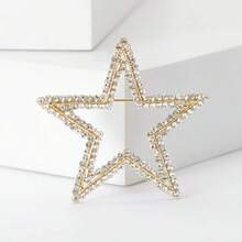 1枚水钻镂空星形胸针，优雅水钻装饰女士百搭配饰别针 - 五角星 - 查看 2