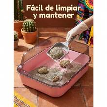 Diseño ampliado arenero para gatos con control anti‑salpicaduras ideal para hogares modernos para dueños de mascotas en México - Unitalla - Ver 3