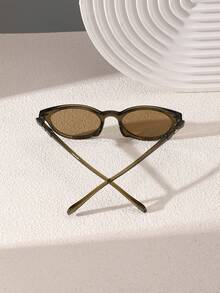 1副女士复古圆形时尚眼镜，聚碳酸酯镜框，金属装饰镜腿，轻便，适合日常出行 - 彩色 - 查看 10