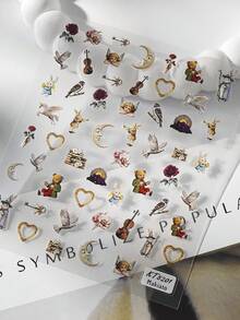 5D Relief Easter Cartoon Rabbit Nail Art Sticker - With Self-Adhesive DIY Nail Sticker With Rabbit, Flower, And Bear Patterns, Suitable For Easter Nail Festival Nail Accessories - Multicolor - View 3