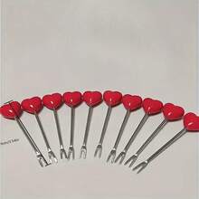 2pcs/1pc Heart-Shaped Fruit Forks, Stainless Steel Fruit Forks - Heart Sweetheart Design, With Stand, Durable Decorative Fruit & Snack Picks, Fashionable Party Accessory, Sturdy Design, Home & Commercial Fruit Skewers, Cute Dessert, Cake & Pastry Picks - Multicolor - View 5