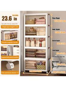 Asnews 70cm4/5layers Oversized Locker With Wheeled Doors - Waterproof Collapsible Locker For Bedroom Storage Of Clutter, Documents, Toys, Snacks And Plastic Drawers For Storage, Multi-Layer Locker - trắng - Xem 13