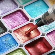 98 Colors Pearlescent Solid Watercolor Paint Set Dunhuang & Metallic Hues For Flower Wrapping Calligraphy Painting DIY Model Making - Multicolor - View 4
