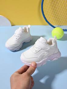 1 Pair Baby/Toddler Casual White Sneakers, Black Shoes For Boys/Girls, Infant/Kids Sports Shoes - White - View 1