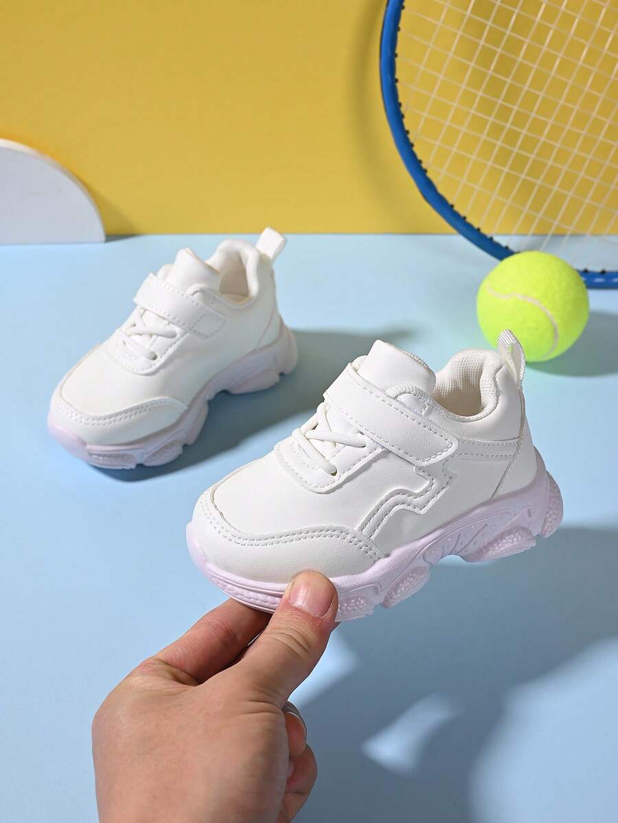 1 Pair Baby/Toddler Casual White Sneakers, Black Shoes For Boys/Girls, Infant/Kids Sports Shoes - White - View 1