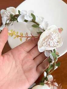 1件装仙气花冠发箍，森林风格人造花藤编织头饰，适合旅行、婚礼、头饰、皇冠、戏服皇冠、情人节发圈配饰礼品 - 彩色 - 查看 5