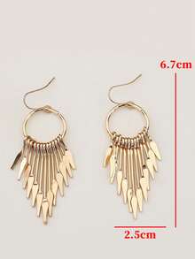 1 Đôi bông tai tua rua hợp kim hình học tối giản, thanh lịch, thời trang, phụ kiện trang sức sành điệu dành cho nữ. - Vàng - Xem 5