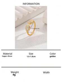 1pc Elegant Luxury Gold Plated Teardrop Shaped Ring, Gift For Her Daily Wear, Valentine's Day, Wedding - Multicolor - View 11