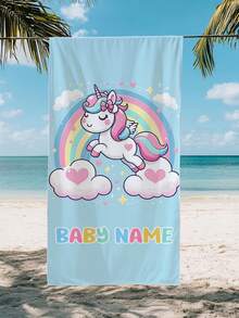儿童个性化沙滩巾，夏季生日礼物，夏日氛围，女孩海滩之旅，定制沙滩巾，游泳池，沙滩装饰