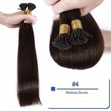 Straight I Tip Hair Extensions Natural Real Human Fusion Hair Extensions Set Keratin Capsule Brown Blonde Color 30g/Pack - S4 - View 13