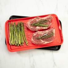 - Bandejas para Preparar y Servir a la Parrilla, Bandeja de Barbacoa de 17 x 10.5 Pulgadas, Segura para Manejar Alimentos, 2 bandejas de anidamiento aptas para lavaplatos, Negro y Rojo - Juego de cesta para adobo y parrilla - Ver 3