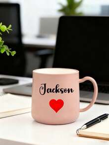 1pc Personalized Coffee Mug, Customized Name Ceramic Cup, 380ml/12oz Plastic Tumbler, Personalized Anniversary Gift, Ideal For Family, Women, Men, Holidays, Valentine's Day, Ramadan, Mildew Resistant, Reusable, Elegant, Cute, Modern, Minimalist Design - Multicolor - View 4